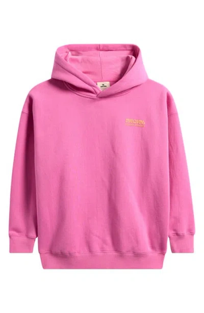 Rip Curl Kids' Surf Puff Logo Fleece Hoodie In Pink