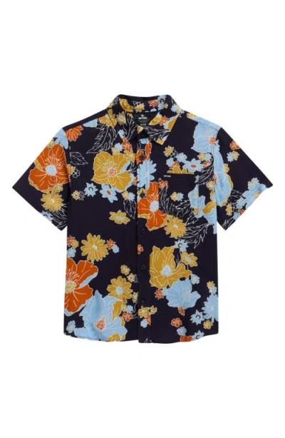 Rip Curl Kids' Surf Revival Button-up Shirt In Blue