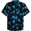 Rip Curl Kids' Surf Revival Floral Short Sleeve Viscose Button-up Shirt In Black