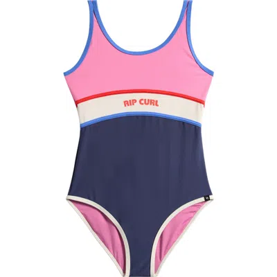Rip Curl Kids' Surf Revival One-piece Swimsuit In Pink