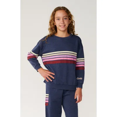 Rip Curl Kids' Surf Revival Stripe Cotton Blend Fleece Sweatshirt In Blue