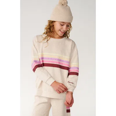 Rip Curl Kids' Surf Revival Stripe Cotton Blend Fleece Sweatshirt In Neutral