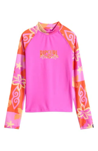 Rip Curl Kids' Tropical Dawn Rashguard In Pink