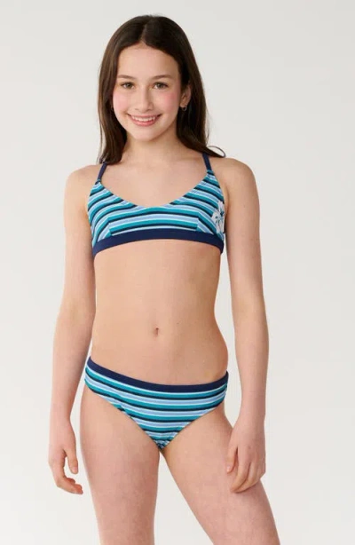 Rip Curl Kids' Tropical Stripe Two-piece Swimsuit In Blue