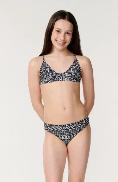 Rip Curl Kids' Ventura Two-piece Swimsuit In Black/white