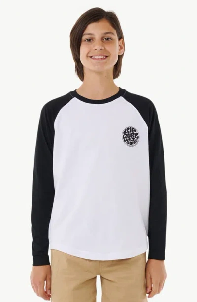 Rip Curl Kids' Wettie Icon Long Sleeve Graphic T-shirt In White