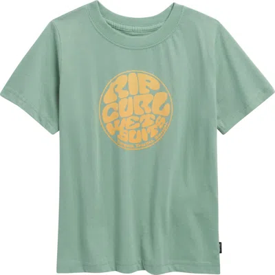 Rip Curl Kids' Wettie Passage Icon Relaxed Fit Cotton Graphic T-shirt In Green