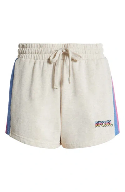 Rip Curl Las Dalias Colorblock Cotton Blend Fleece Shorts In Oatmeal Marle