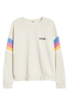 Rip Curl Las Dalias Cotton Blend Fleece Raglan Sweatshirt In Oatmeal Marle