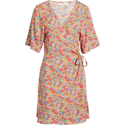 Rip Curl Las Dalias Ditsy Wrap Dress In Blue