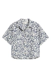 Rip Curl Las Dalias Floral Cotton & Linen Crop Button-up Shirt In Navy