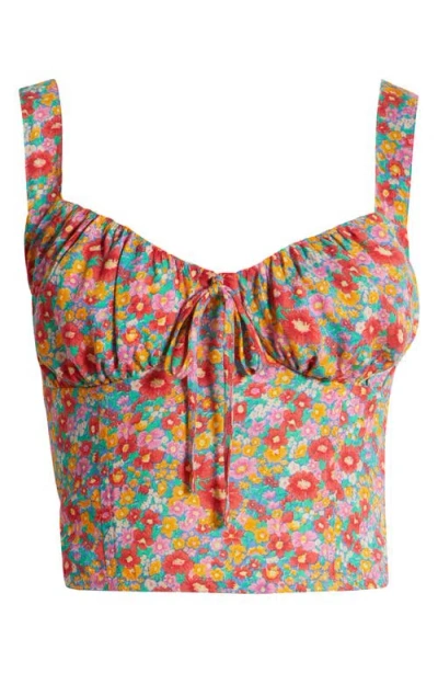 Rip Curl Las Dalias Floral Print Crop Tank In Blue