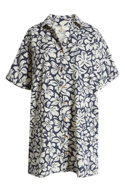 Rip Curl Las Dalias Short Sleeve Shirtdress In Navy