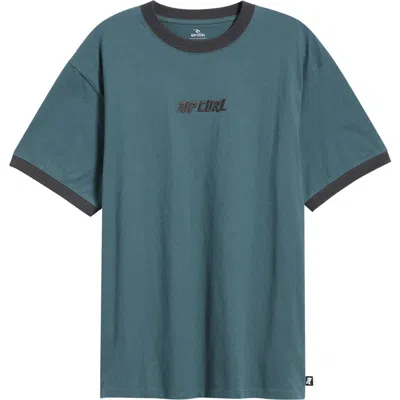 Rip Curl Liquid Trips Embroidered Ringer T-shirt In Green