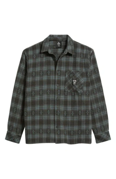 Rip Curl Liquid Trips Flannel Long Sleeve Button-up Shirt In Green
