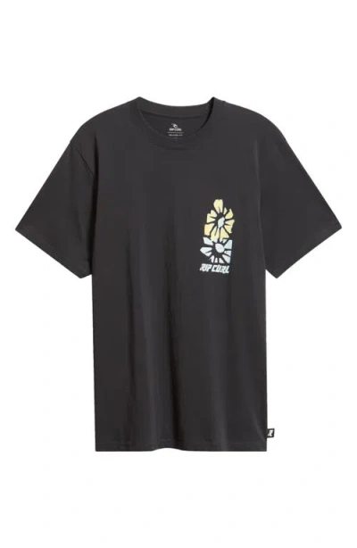 Rip Curl Liquid Trips Flower Graphic T-shirt In Black