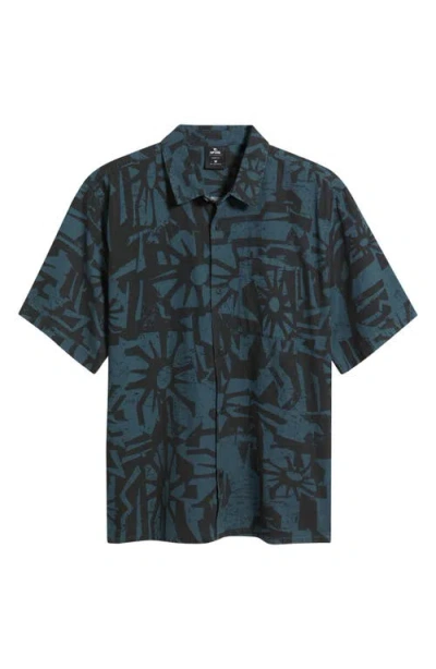 Rip Curl Liquid Trips Mason Short Sleeve Button-up Shirt In Black