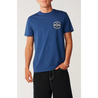 Rip Curl Logo Graphic Cotton T-shirt In Blue