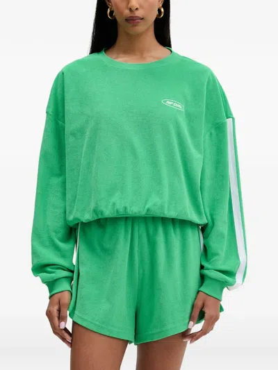 Rip Curl Logo-embroidered Side-stripe Sweater In Green