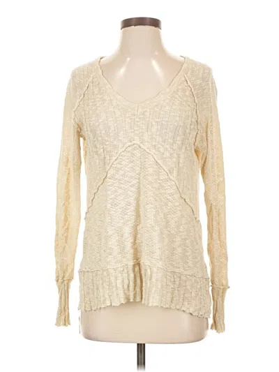 Pre-owned Rip Curl Long Sleeve Top Ivory V-neck Tops