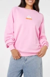 Rip Curl Luxe Surf Puff Logo Crewneck Sweatshirt In Pink