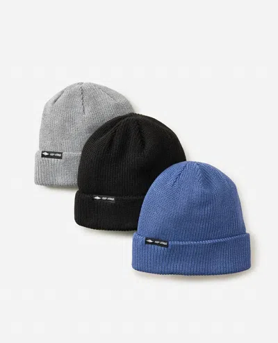 Rip Curl Men's Classic Surf Regular Beanie - 3-pack In Black/multi In Blue