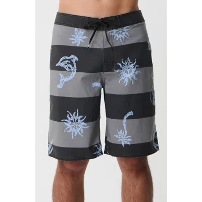 Rip Curl Mirage Disorder Striped Board Shorts In Gray