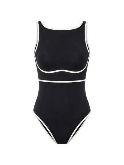 Rip Curl Mirage Fusion Piped Swimsuit In Black
