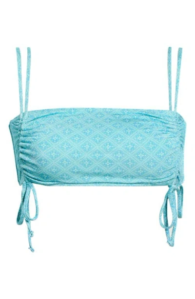 Rip Curl Moon Geo Metallic Ruched Bikini Top In Blue
