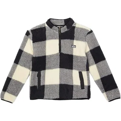 Rip Curl New Wave Sweatshirt Kids Black Plaid Polar Fleece Mock Neck Red629