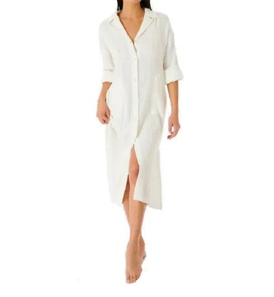 Rip Curl Norah Shirt Dress In Bone In Beige