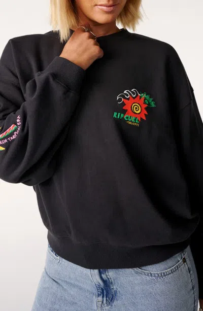 Rip Curl Nova Era Graphic Sweatshirt In Washed Black 8264