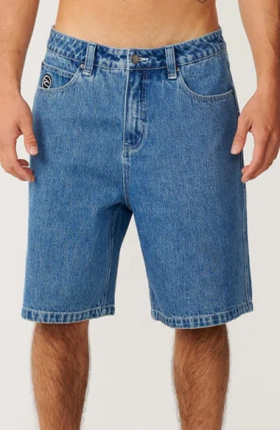 Rip Curl Nu Dose Denim Baggy Fit Carpenter Shorts In Blue