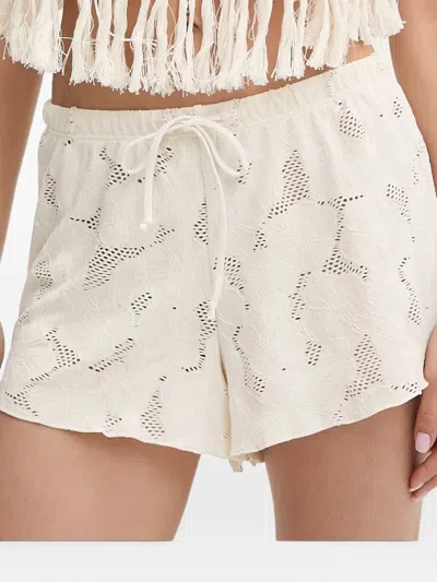 Rip Curl Oasis Floral-lace Drawstring Shorts In White