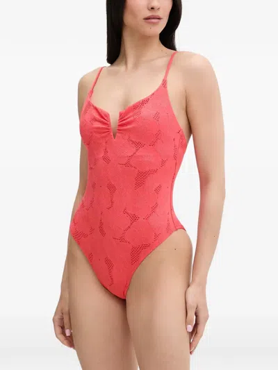 Rip Curl Oasis Floral-lace Swimsuit In Red
