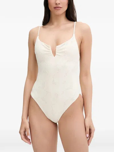Rip Curl Oasis Floral-lace Swimsuit In Neutral