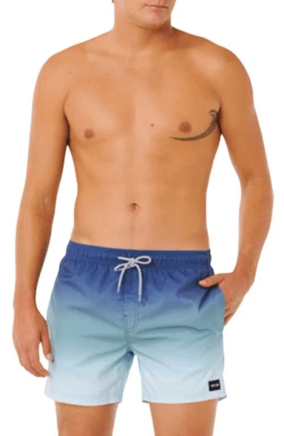 Rip Curl Offset Faded Volley Swim Trunks In Blue