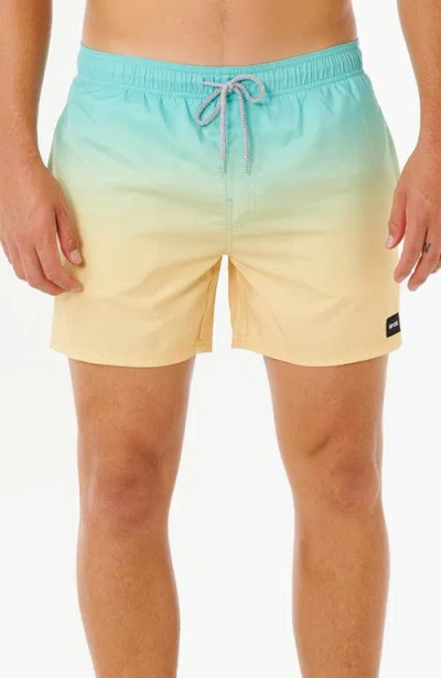 Rip Curl Offset Faded Volley Swim Trunks In Blue