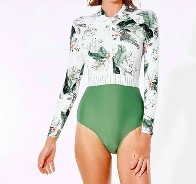 Rip Curl On The Coast Long Sleeve Surfsuit In Floral Green In Multi