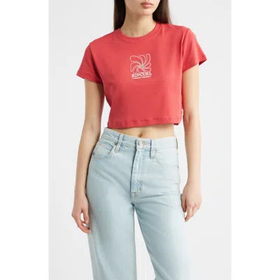 Rip Curl Pacific Coast Embroidered Baby Tee In Red