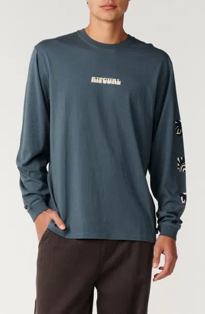 Rip Curl Pacific Rinse Graphic Long Sleeve T-shirt In Pine Night