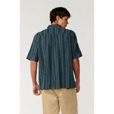 Rip Curl Pacific Rinse Stripe Button Up Shirt In Pine Night
