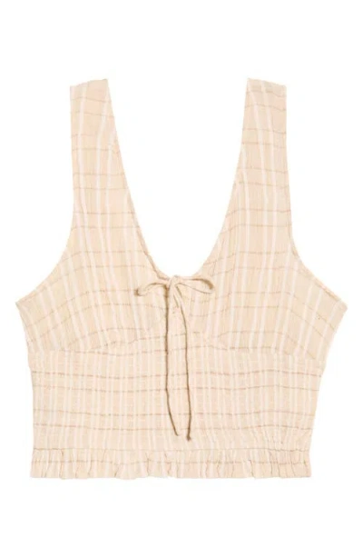 Rip Curl Paradise Check Cotton Blend Crop Tank In Neutral