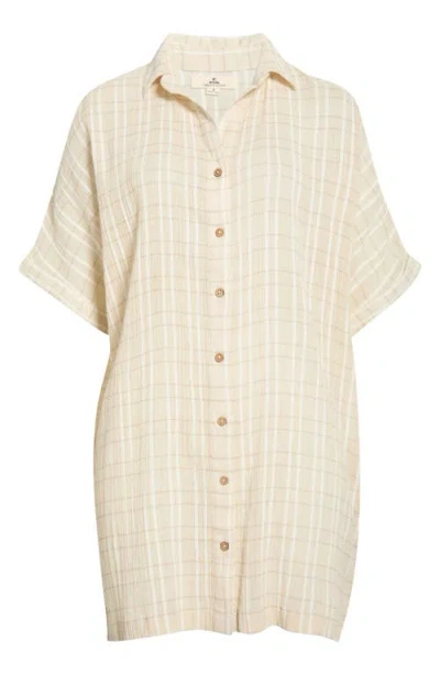 Rip Curl Paradise Check Cover-up Shirtdress In Neutral