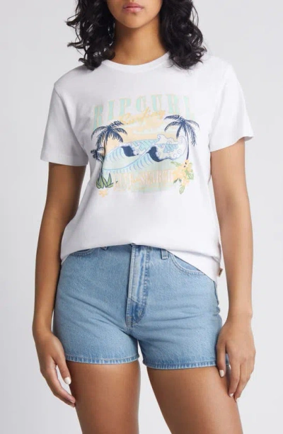 Rip Curl Paradise Palms Cotton Graphic T-shirt In White