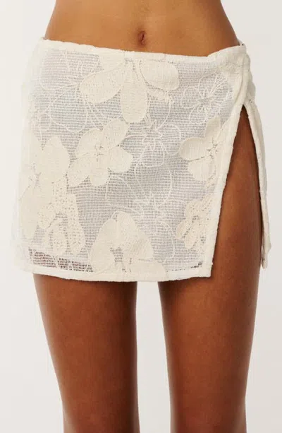 Rip Curl Paraiso Embroidered Mesh Miniskirt In Metallic