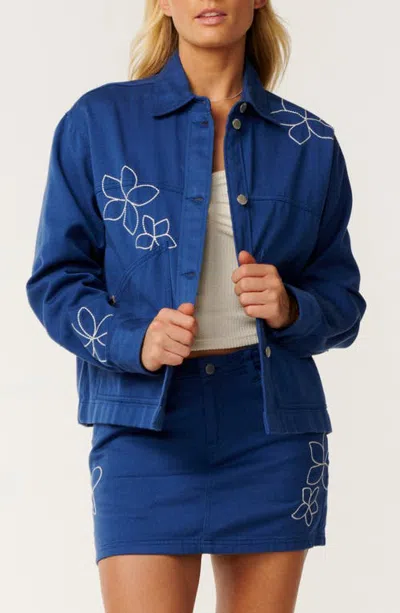 Rip Curl Paraiso Embroidered Twill Jacket In Blue