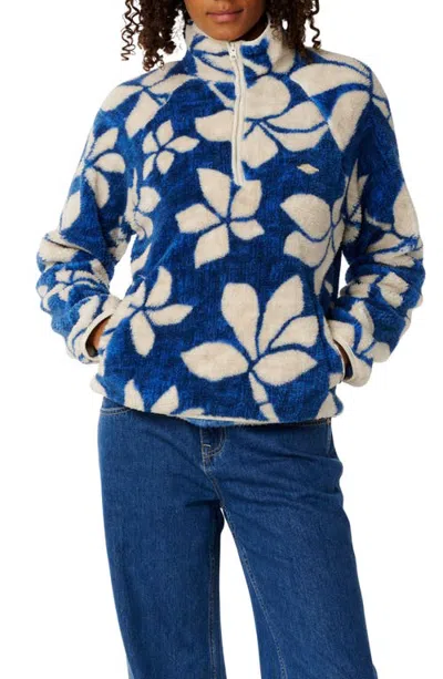 Rip Curl Paraiso High Pile Fleece Quarter Zip Pullover In Blue