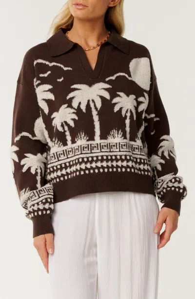 Rip Curl Paraiso Jacquard Sweater In Brown