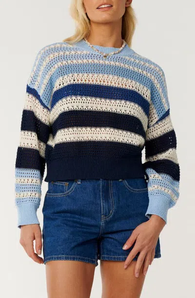 Rip Curl Paraiso Lightweight Striped Open Stitch Sweater In Animal Print